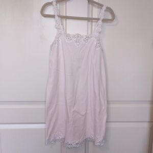 Veréna 100% Cotton Pink and White Lace Slip Chemise Dress Size Medium